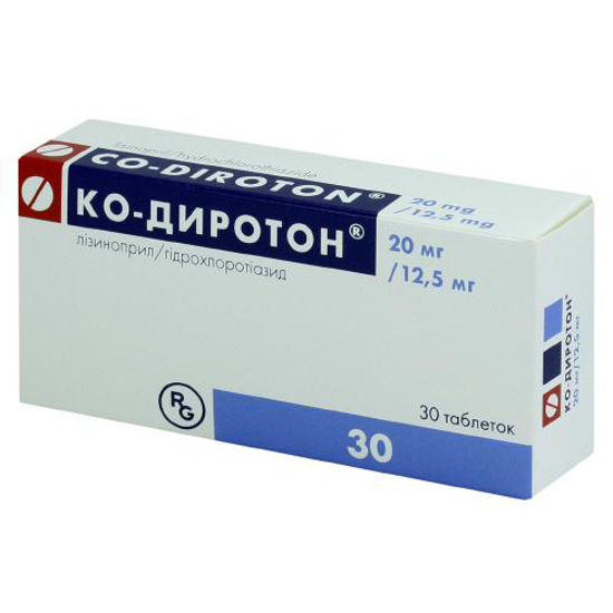 Ко-диротон таблетки 20мг/12.5 мг №30.